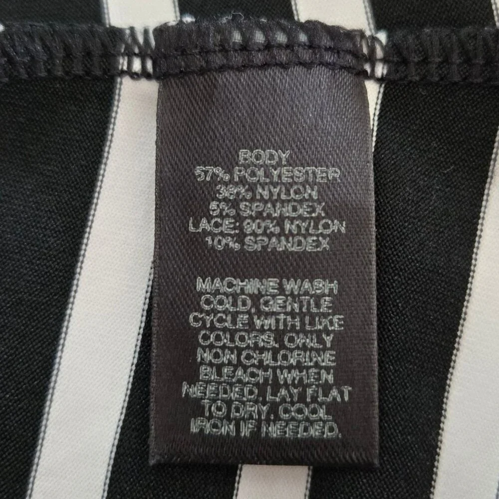 White House Black Market Womens Striped Lace-Trim Camisole Black & White Size M - Picture 7 of 7